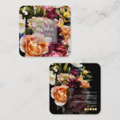 PixDezines ダーク ムーディー フラワーズ スクエア名刺 (正面/裏面)