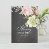 PixDezines チョークボード/ロココ/ヴィンテージローズ 招待状 (スタンド正面)