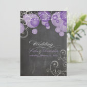 PixDezines チョークボード+紫のランタン/ 招待状 (スタンド正面)