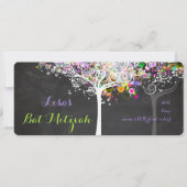 PixDezines ツリーオブライフ バット・ミツバ―/黒板 招待状 (正面)