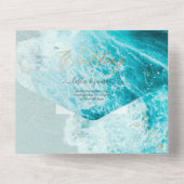 PixDezines トロピカルパラダイスビーチエメラルドウェーブ A オールインワン招待状 (裏面)