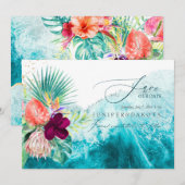 PixDezines トロピカルパラダイスビーチ セーブデート 招待状 (正面/裏面)