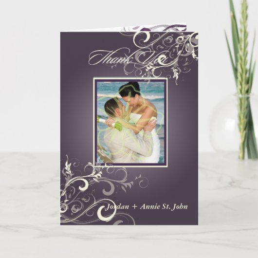 PixDezines ナスの渦巻き写真感謝カード サンキューカード (正面)