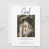 PixDezines ネイビーブルー グラデーション フラット 発表カード 案内状 (正面)