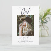 PixDezines ネイビーブルー グラデーション フラット 発表カード 案内状 (スタンド正面)