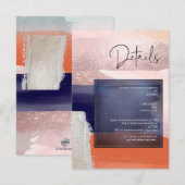 PixDezines ネイビー+ローズゴールド 現代アート 詳細カード 出欠カード (正面/裏面)