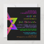 PixDezines ネオンカラー スターオブデイビッド/バット・ミッツヴァ 招待状 (裏面)