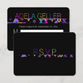 PixDezines ネオン/タイポグラフィー/バル・ミツヴァー 返信 招待状 (正面/裏面)