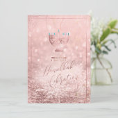 PixDezines ハヌカのお祝い、ローズゴールドの雪 招待状 (スタンド正面)