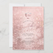 PixDezines ハヌカのお祝い、ローズゴールドの雪 招待状 (裏面)