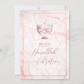 PixDezines ハヌカのお祝い、ローズゴールド+大理石 招待状 (正面)