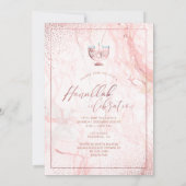 PixDezines ハヌカのお祝い、ローズゴールド+大理石 招待状 (裏面)