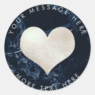 PixDezines ハート フェイク シルバー+ブルー マーブル ラウンドシール