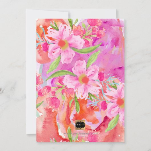 PixDezines ✡バルミツワー/フローラWatercolor 招待状 (裏面)