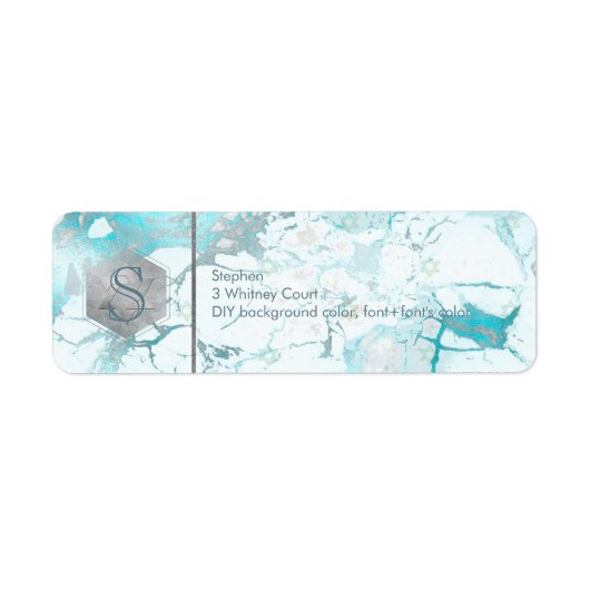 PixDezines バー ミツバのハニカム+ブルー マーブル ラベル (正面)