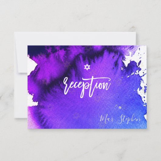 PixDezines バー ミツバ祭り 慶祝 カード ✡ ネイビー (正面)