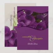 PixDezines パープルのコーラルリリー/手作り 招待状 (正面/裏面)