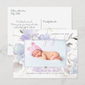 PixDezines パープル 水彩花の女の子の誕生 ポストカード (正面/裏面)