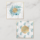 PixDezines パームの葉, 偽の金+大理石 スクエア名刺 (正面/裏面)