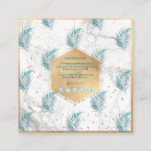 PixDezines パームの葉, 偽の金+大理石 スクエア名刺 (裏面)