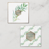 PixDezines パーム フロンド, 緑の植物 スクエア名刺 (正面/裏面)
