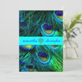 PixDezines ピオカの羽根/ターコイズ/アクアブルー 招待状 (スタンド正面)