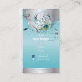 PixDezines ピクシーデザインの孔雀のペンダント+銀と青のアイスボブ/シルバー+ブ 名刺 (裏面)