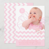 PixDezines ピンクのヒポポタマス+シェブロン/手作りカラー+イベント 案内状 (正面/裏面)