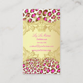 PixDezines ピンクのヒョウ柄 スポット / 偽のゴールドラベル 名刺 (裏面)