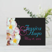 PixDezines ピンクのプルメリア/ビーチ/トロピカル ウェディング 招待状 (スタンド正面)