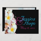 PixDezines ピンクのプルメリア/ビーチ/トロピカル ウェディング 招待状 (正面/裏面)