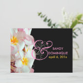 PixDezines ピンクのプルメリア+渦巻き/DIY 背景 招待状 (スタンド正面)