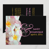 PixDezines ピンクのプルメリア+渦巻き/DIY 背景 招待状 (正面/裏面)