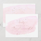PixDezines ピンクの水彩画 あなたは私の... ブライズメイド 招待状 (正面/裏面)