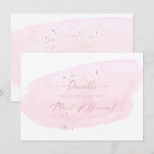 PixDezines ピンクの水彩画 メイド・オブ・オナー 招待状 (正面/裏面)