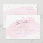 PixDezines ピンクの水彩 奉献カード 招待状 (正面/裏面)