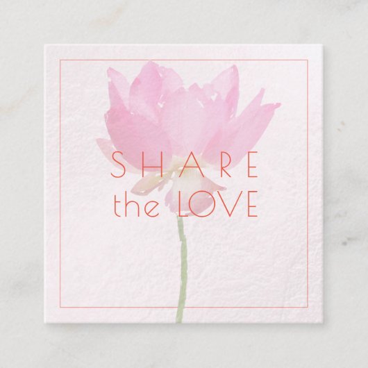 PixDezines ピンクロータス愛を分かち合う スクエア名刺 (正面)