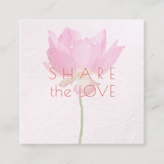 PixDezines ピンクロータス Share the Love スクエア名刺 (正面)