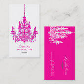PixDezines ピンク+ホワイトのシャンデリア / DIY 背景 名刺 (正面/裏面)