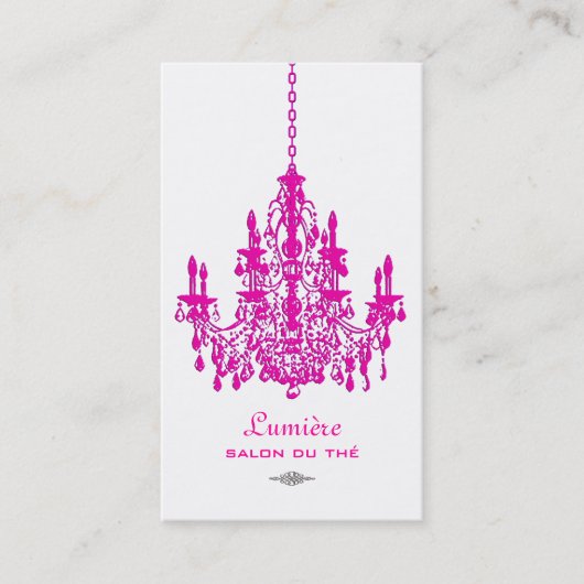 PixDezines ピンク+ホワイトのシャンデリア / DIY 背景 名刺 (正面)