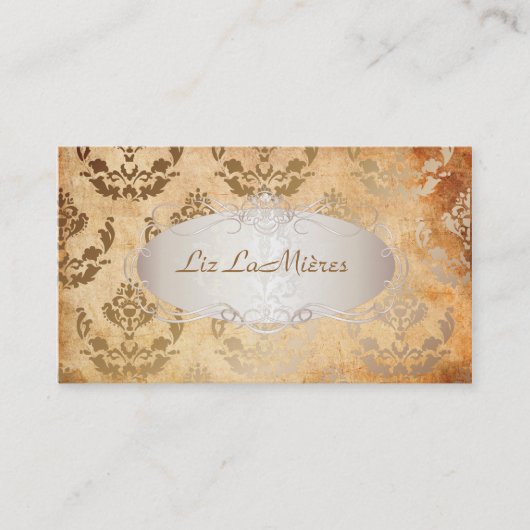 PixDezines フィレンツェ ダマスク/偽のパーチメント 名刺 (正面)