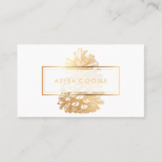 PixDezines フェイクゴールドパインコーン/DIY 背景 名刺 (正面)