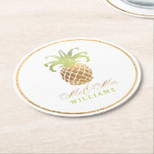 PixDezines フェイクゴールド/パイナップル ラウンドペーパーコースター (アングル)