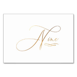 PixDezines フェイクゴールド ロマンチック カリグラフィー ナイン 9 テーブルナンバー