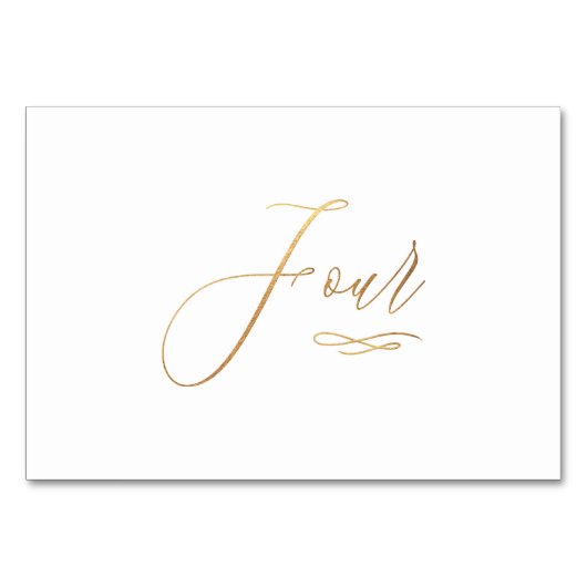 PixDezines フェイクゴールド ロマンチック カリグラフィー 4 テーブルナンバー (正面)