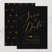 PixDezines フェイクゴールド Save the Date 招待状 (正面/裏面)