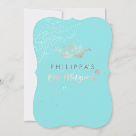 PixDezines フェイクシルバー クラウン/ドーブ/DIY カラー 招待状 (正面)