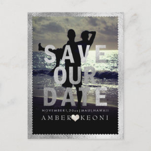 PixDezines フェイクシルバー Save the Date/ハート 案内ポストカード