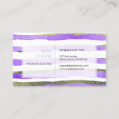 PixDezines フェイク緑+紫フォイルストライプ 名刺 (裏面)