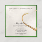 PixDezines フェイク金ゴールド共有ザラブエメラルドグリーン スクエア名刺 (裏面)